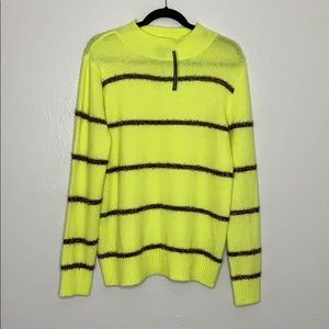 New Tribekka 44 neon yellow stripe rainbow sweater NWT